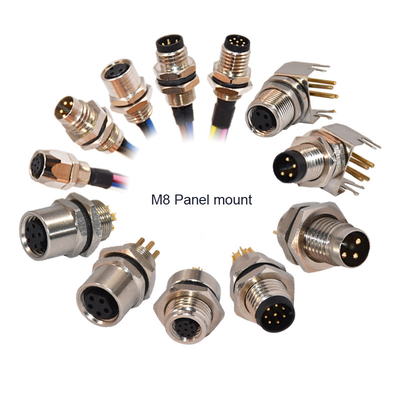 kwaliteit  3 4 5 6 8 12pins M8 Panel Mount Waterproof Connector Connector With PCB Solder Tail fabriek