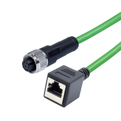 Mannelijke Vrouwelijke Waterdichte Flexibele Kabelschakelaar IP68 M12 D X Code 4pin 8pin aan Rj45-Stop