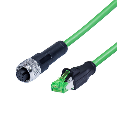 Mannelijke Vrouwelijke Waterdichte Flexibele Kabelschakelaar IP68 M12 D X Code 4pin 8pin aan Rj45-Stop