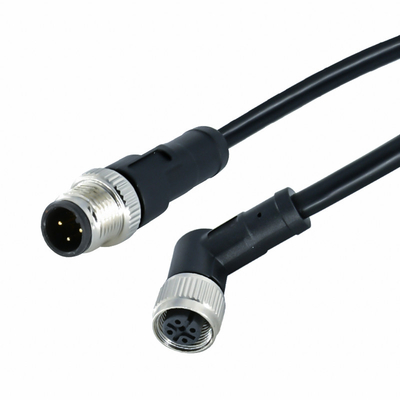 Een Gecodeerde Vrouwelijke Mannelijke M12 3 Pin Connector Straight Angle Outdoor Waterdichte Kabelschakelaar