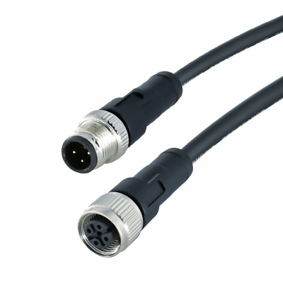 Een Gecodeerde Vrouwelijke Mannelijke M12 3 Pin Connector Straight Angle Outdoor Waterdichte Kabelschakelaar