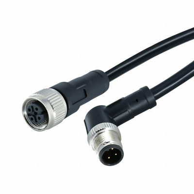 Een codering 3-pins M12 waterdichte connector mannelijke vrouwelijke rechte hoek elleboog Ip68 sensorkabeldraad