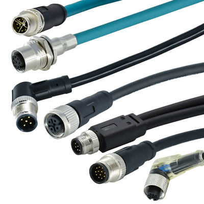 M12 mannelijke / vrouwelijke luchtvaartsocket 3/4/5/6/8/12/17-core pinhole connector met gegoten rubberen kern