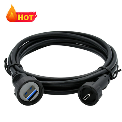Vrouwelijke Micro USB Jack Waterdichte USB C kabel in zwarte kleur
