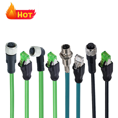 M12 naar RJ45 Waterdichte Connector 3-17 Pin A B C D X Code Mannelijk Vrouwelijk