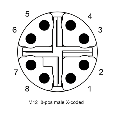 IP68 M12 X-code tot RJ45 Cat6 Ethernet-kabel 1 meter