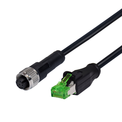 IP67 M12 D Code naar RJ45 Ethernetkabel mannelijk 1m Cat5e S/FTP