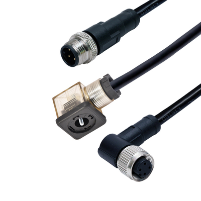 M12 naar magneetventiel connector waterdicht IP67 DIN 43650 A B C Type