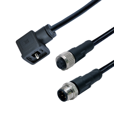 M12 naar magneetventiel connector waterdicht IP67 DIN 43650 A B C Type