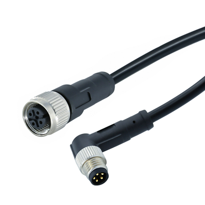 M12 Waterdichte connector van man tot man IP67 IP68 Messingcontacten