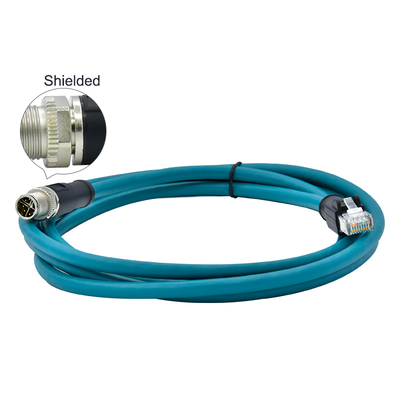 M12 X Code naar RJ45 Cat6 Adapter 10Gbps Waterdicht IP67