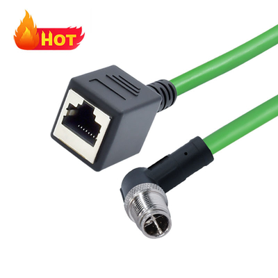 M12 naar RJ45 B D X Code IP67 Ethernet Connector voor Industrieel Gebruik