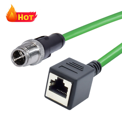M12 8-pins X-gecodeerde mannelijk naar RJ45 Gigabit Ethernet Kabel IP67