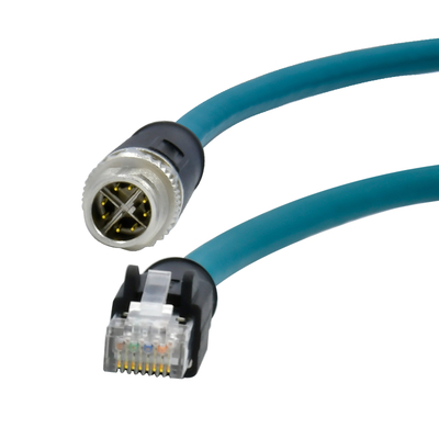 M12 8-pins X-gecodeerde mannelijk naar RJ45 Gigabit Ethernet Kabel IP67