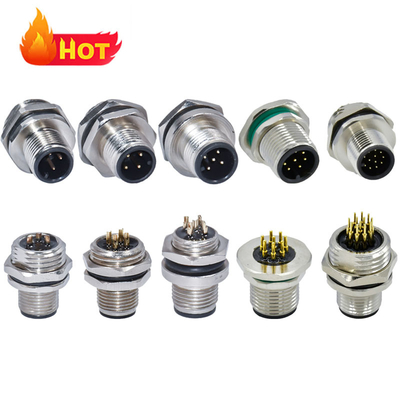 M12 Waterdichte Connector Mannelijk Vrouwelijk 3-17 Pins IP67 IP68 DIN