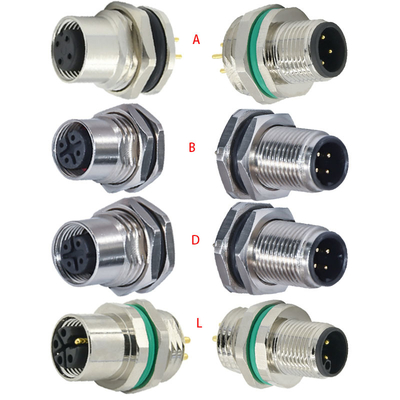 M12 IP67 IP68 Waterdichte Connector Mannelijk Vrouwelijk 3-17 Pins Automotive