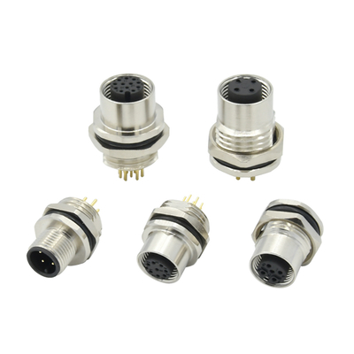 Waterdicht M12-paneelverbinding IP67 A B D-code 3-17 pin