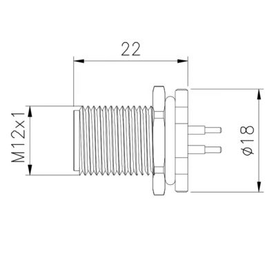 M12 Waterproof Connector with Temperature Range -25°C to +85°C Rated Voltage DC60V AC50V and Mating Cycle >100 Times