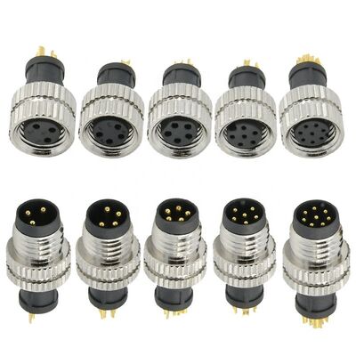 M8 waterdichte cirkelvormige aansluiting met IP67/IP68-bescherming 3-8 pinconfiguraties en PA66+GF-materiaal voor industriële sensoren