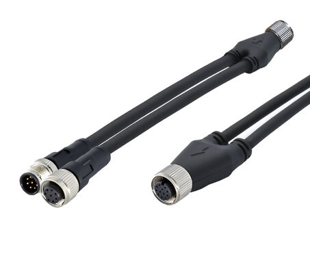 M8 4-pins Male Ronde Sensor Connector Gevormde Y-Splitter 26AWG x 4C PUR Kabel Voldoet aan IP67 voor Automobielsignalen