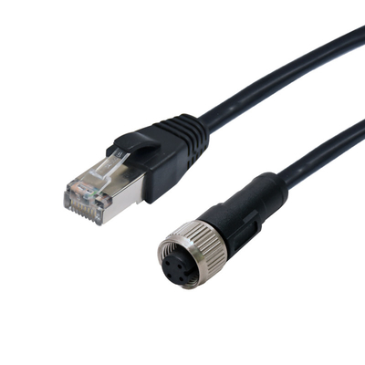 Cat5e Industriële Ethernet-Schakelaar RJ45 aan M12 een Code 3 Pin Male To Male Connector