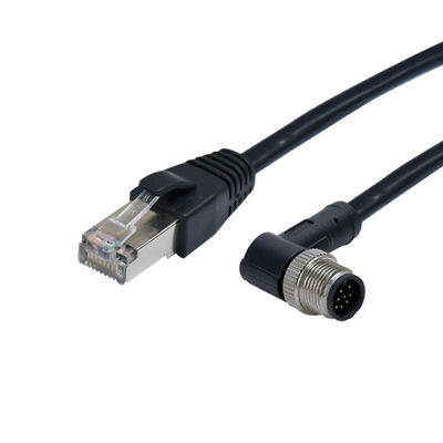 Cat5e Industriële Ethernet-Schakelaarrj45 Kabel aan M12 90 Graad die Vrouwelijke Schakelaar vormen