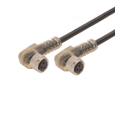 M8 3 de Kabel vrouwelijke 90 graden van de speld Waterdichte Schakelaar met LEIDENE kabel