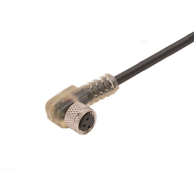 M8 3 de Kabel vrouwelijke 90 graden van de speld Waterdichte Schakelaar met LEIDENE kabel