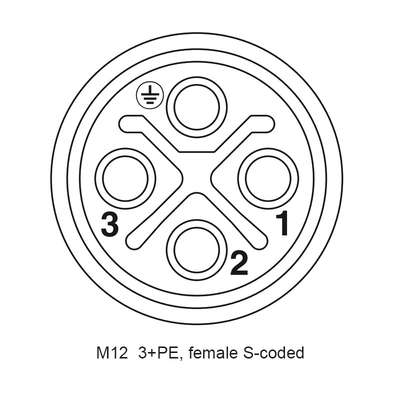 M12 S Gecodeerd Schakelaar Vrouwelijke 4 Spelden Waterdichte Front Panel Mount With Pigtail-Stop