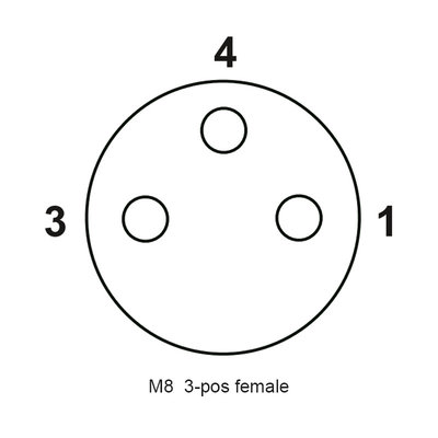 M8 Vrouwelijke 3 Speld3pin 3p Bevestigbare Assemblage om Cirkel het Metaalstop 3P van het Schakelaarip67 M8 Rechte Gat