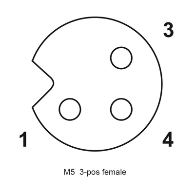 M5 maak 3 Pin Male Female Connector Left/Assemblage van de Rechte hoek de Vormende Kabel waterdicht