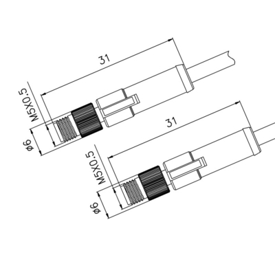 De Mannelijke Rechte Gevormde Kabel van IP67 M5 een Code 3 4 Pin Phosphor brons