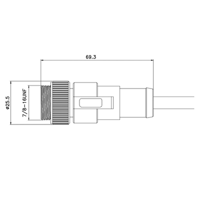 12mm Metrische 300V 13A vormde Rechte Kabel 7/8“ Mannelijke Speld 5
