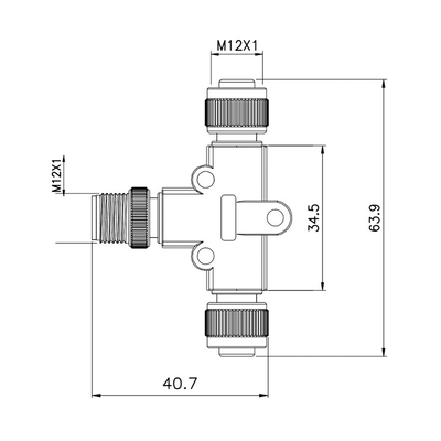 CEI 61076-2-101 TPU GF M12 maakt Adaptert Type 4 Speld waterdicht 	PA66