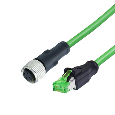 Waterdichte kabel met 4 pinen met code M12 tot Rj45